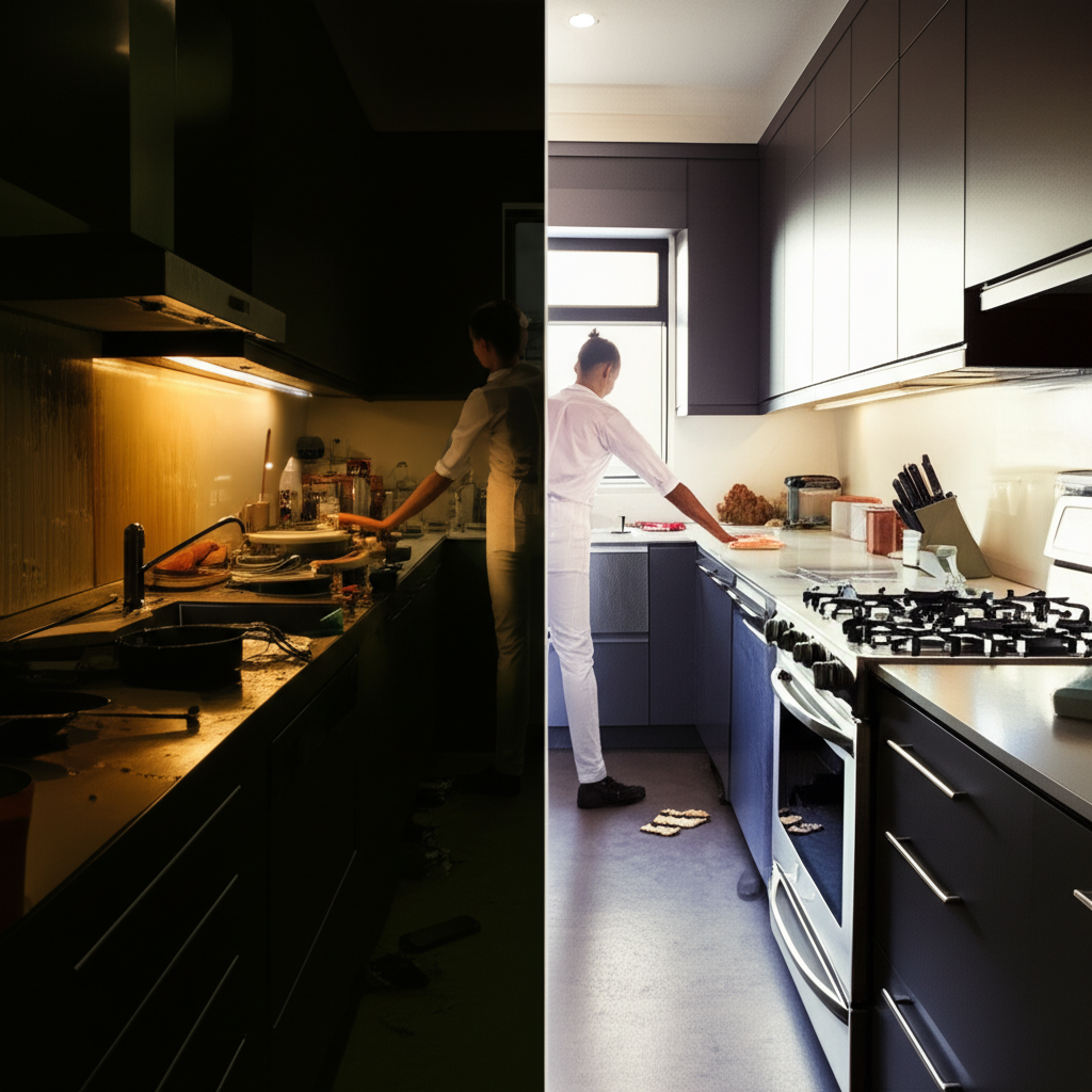 Professional Kitchen cleaning before and after